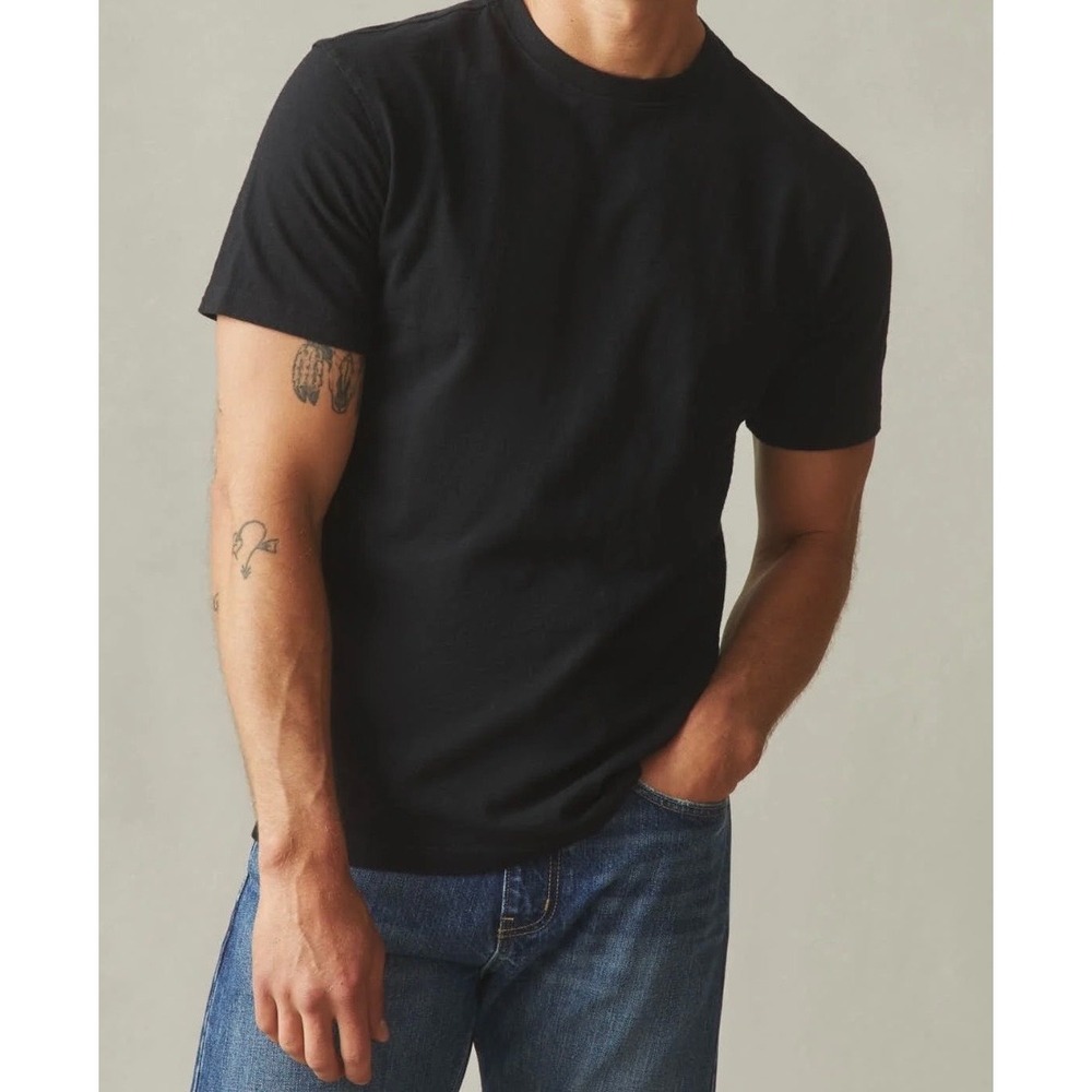 American Giant Mens Premium Cotton Crew Neck T-Shirt Large Black Made‎ in USA